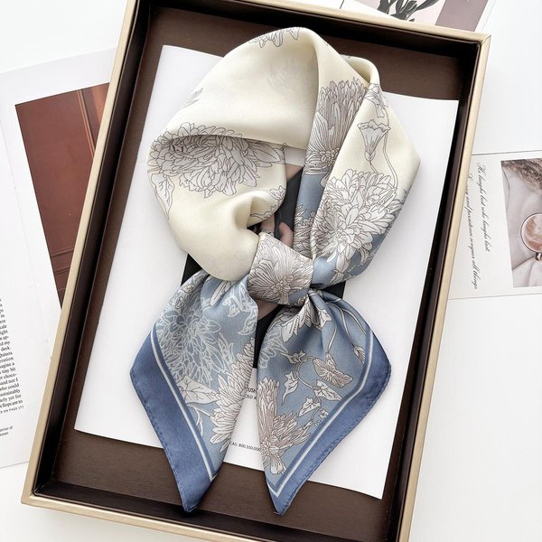 Luksusowy Nowy Design Satynowy WzóR Szalik Damskie Szaliki Bandana HidżAb Chustka Na Szyję Szal Chustka Opaska Na WłOsy Foulard Pani 70X70Cm-image