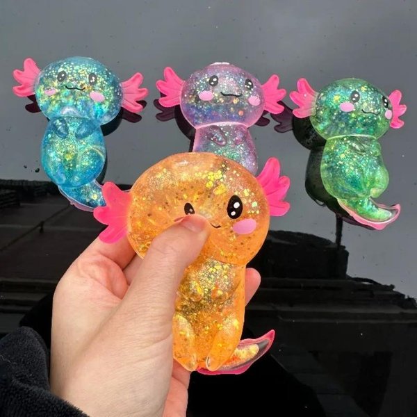 Kolorowy Axolotl Squishy Zabawka WypełNiona Brokatem MięKka RozciąGliwa Zabawka Fidget Sensoryczna OdstresowująCa Prezent Dla Dzieci DorosłYch-image