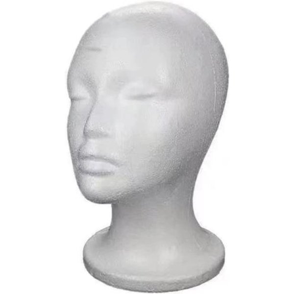 GłOwa Z Pianki Na Peruki GłOwa Manekina Damskiego Zestaw SłUchawkowy Stojak Ekspozycyjny Na Peruki WłOsy Kapelusze Uchwyt Lekki Stojak Na Czapki Do Domu Salonu PodróżY 1Pc White-image