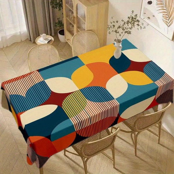 Kolorowy Geometryczny WzóR Obrus Na Stół Dekoracja StołU Impreza Wodoodporny ProstokąTny Wielokrotnego UżYtku Obrusy Na Stół Jadalnia 90X140Cm Yellow-image
