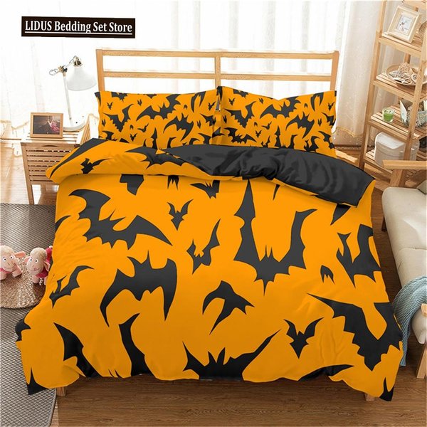 Zestaw Poszwy Na KołDrę Na Halloween Zestaw PośCieli LatająCy Wampir Nietoperze Czary Magia Poliestrowa Poszwa Na KołDrę Rozmiar King Dla ChłOpcóW DziewcząT AU Single(140X210Cm)-image