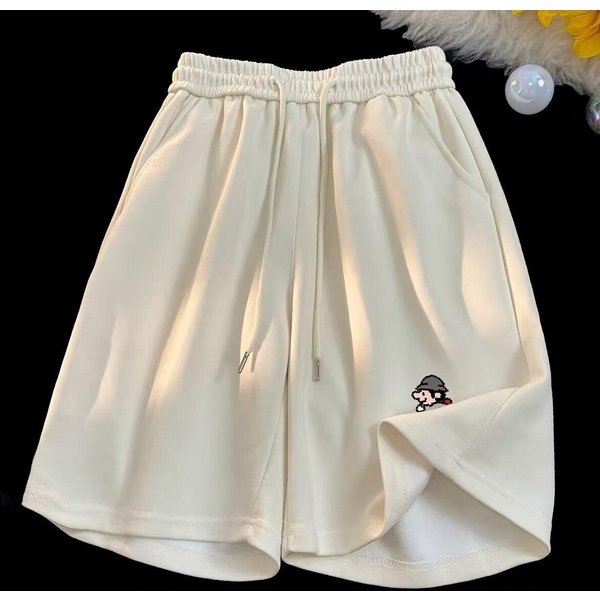 Pantalones Cortos Casuales Estampados Para Hombre Verano Finos De Pierna Recta Pantalones De Cinco Puntos Para Pareja Sueltos Baloncesto Deportes Pantalones Deportivos Medianos One Size Beige-image