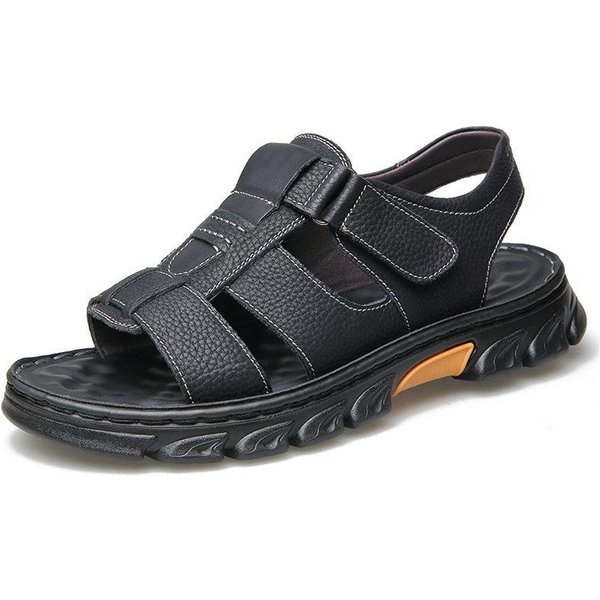 Sandalias Romanas Hombres Verano Nuevas Sandalias Y Zapatillas Sandalias De Cuero Para Hombres Zapatos De Playa De Suela Gruesa Para Adultos Sandalias De Cuero Antideslizantes Con Punta Abierta 38 Gray-image