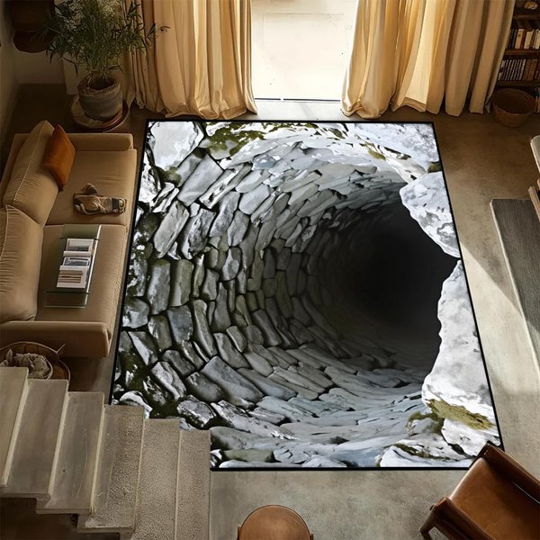 Dywan Ins 3D Z Iluzją Dziury Realistyczny Dywan PodłOgowy Jaskinia Zmywalny AntypośLizgowy Unikalny Dywan Z Iluzją Optyczną Do Salonu Popularny Dywan 60X90Cm-image