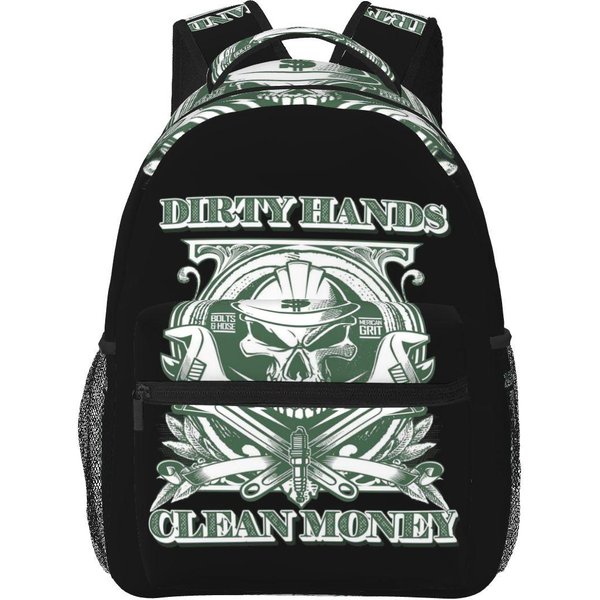 Mochila Escolar Mochila De Estudiante Mochila De Senderismo Viaje Daypack Con DiseñO Manos Sucias Dinero Limpio Para Hombres Mujeres Moda Mochila Para Libros Bolsos De Hombro One Size-image