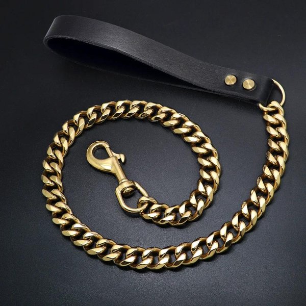Potente Cadena De Perro De Acero Inoxidable De Seis Caras De 19 Mm Cadena De TraccióN Dorada Cadena De Perro Cuerda De Perro Cuerda De TraccióN Para Perros Medianos Y Grandes (Gold,3Ft-90Cm) Oro-image
