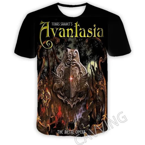 Avantasia Banda Hip-Hop Rock ImpresióN 3D Deporte Secado RáPido Transpirable Camiseta Para Hombre Calle Casual Moda MúSica CláSica Manga Corta Top L Black-image