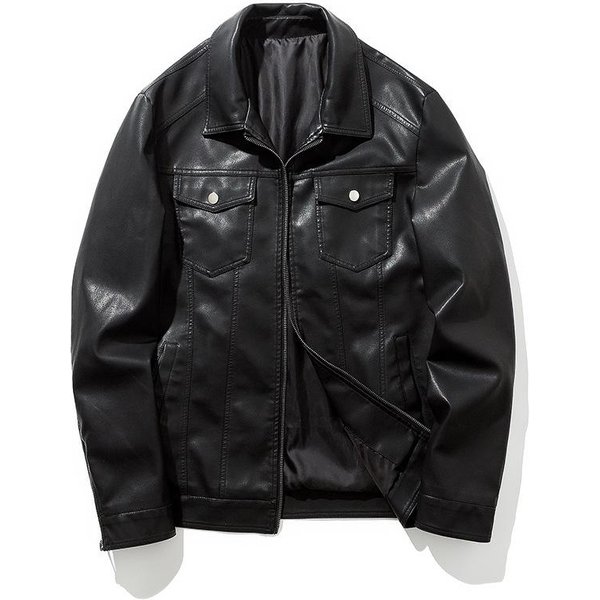 Chaqueta De Cuero Casual Para JóVenes Para Hombre Chaqueta De Motociclista Para Hombre Ajustada Guapa Coreana Chaqueta De Cuero PU Para Hombre XL-image