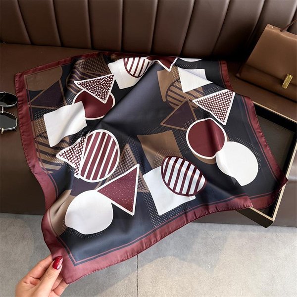 Nowy Luksusowy Design Jedwabny Kwadratowy Szalik Damski MięKki Satynowy Krawat Chustka Na Szyję Chusta HidżAb Damski Dekoracja Foulard Chusta Na GłOwę 66-70Cm Black-image
