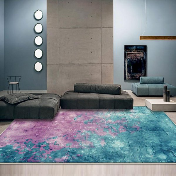 Alfombra Abstracta Azul Oscuro Sala De Estar FáCil Limpieza DecoracióN Sofá Mesa Alfombras De ÁRea ÁRea Grande Dormitorio Vestidor Alfombra De Piso Antideslizante 100*160Cm-image