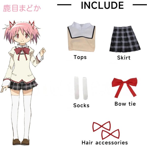 Kaname Madoka Akemi Homura Disfraz Cosplay Uniforme Escolar Puella Magi Madoka Magica Adulto Anime Disfraces De Halloween Mujer Juego M White-image