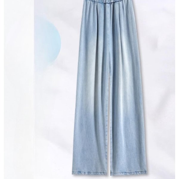 Jeans De Pierna Ancha Para Tenis Con Cintura EláStica Para Mujer En Verano Finos De Cintura Alta Rectos Sueltos Hasta El Suelo Pantalones De Seda De Hielo Jeans De Pierna Ancha Para Mujer XXL Gray-image