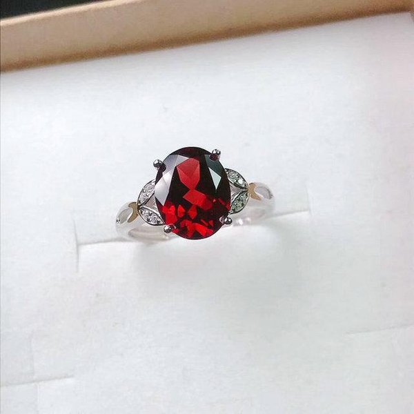 Anillo De Rubí Plata De Ley 925 100% AutéNtica Para Mujer, Bandas De Boda, Anillos De Piedras Preciosas De Rubí Rojo, JoyeríA De Compromiso, Bizuteria Anel Resizable Plata-image