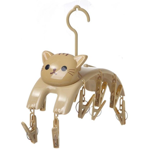 Percha Para Secar Ropa De Gato De Dibujos Animados Tendedero A Prueba De Viento 10 Pinzas Percha Para Lavar Calcetines Soporte Para Calcetines Y Ropa Interior-image