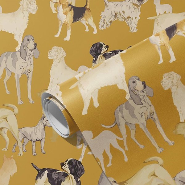 Papel Tapiz De Dibujos Animados Para HabitacióN Infantil Autoadhesivo Impermeable Perro Lindo Pegatinas De Pared Muebles Armario Papeles Tapiz DecoracióN Del Hogar (Yellow,44X300Cm) Amarillo-image