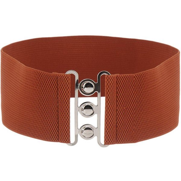 Fashion Casual Cinch RozciąGliwa Metalowa Klamra W Pasie Szeroki Elastyczny Pasek W Talii Sukienka Cummerbands Brown-image