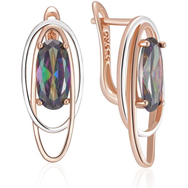 Pendientes Colgantes Ovalados De Moda Con Circonita Natural Colorida Para Mujer Color Oro Rosa Mezcla De Colores Colgante Elegante JoyeríA Diaria Gray-image