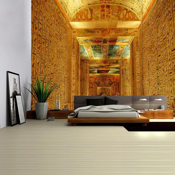 ZłOty StarożYtny Egipski Gobelin śCienny WisząCy Stara Kultura Drukowany Hipisowski Egipski Gobelin śCienny Tkanina Domowa WystróJ Zabytkowy Gobelin 230X180Cm-image