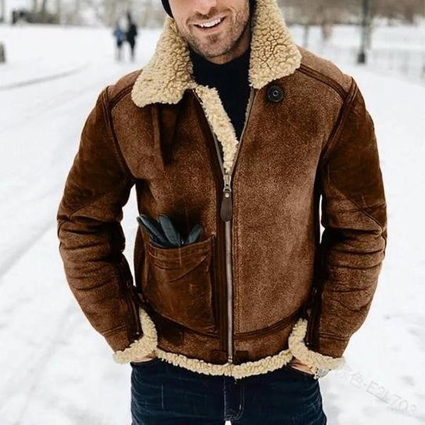 Chaqueta De Invierno Para Hombre De Piel SintéTica Con Cremallera Gruesa 5XL-image