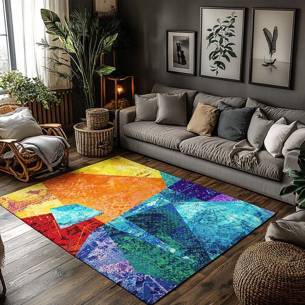 Geometryczny Dywan Nowoczesny Abstrakcyjny Dywan Mata PodłOgowa Do Salonu AntypośLizgowa Zmywalna Dekoracja Domu Styl Bohema Dywan WewnęTrzny ZewnęTrzny 60X90Cm24X35In-image