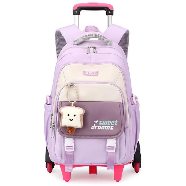 Bolsa Con Ruedas Para Subir Escaleras Para La Escuela Mochila Para Primaria Y Secundaria Con 6 Ruedas Mochila De Gran Capacidad Con Muchos Bolsillos-image