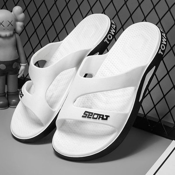 Zapatillas De Moda Para Hombre PVC Suela Blanda Antideslizantes Chanclas Casuales Para Exterior Playa Hogar BañO Zapatillas Para Parejas Nueva Sandalia 45 White-image