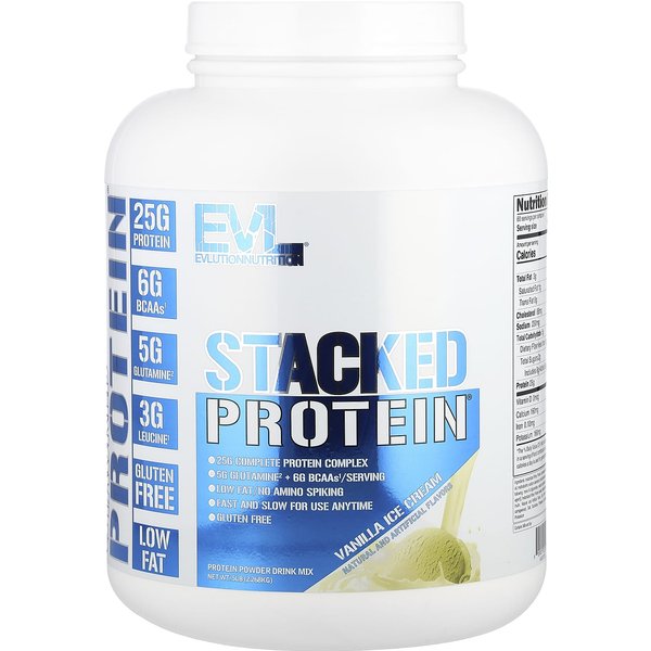EVLution Nutrition, ProteíNa Apilada, Sabor Helado De Vainilla, 5 Lb (2.268 Kg)-image