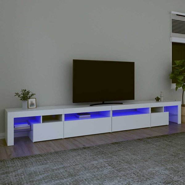 Vidaxl Mueble De TV Con IluminacióN Led, Blanco, 290X36,5X40 Cm-image