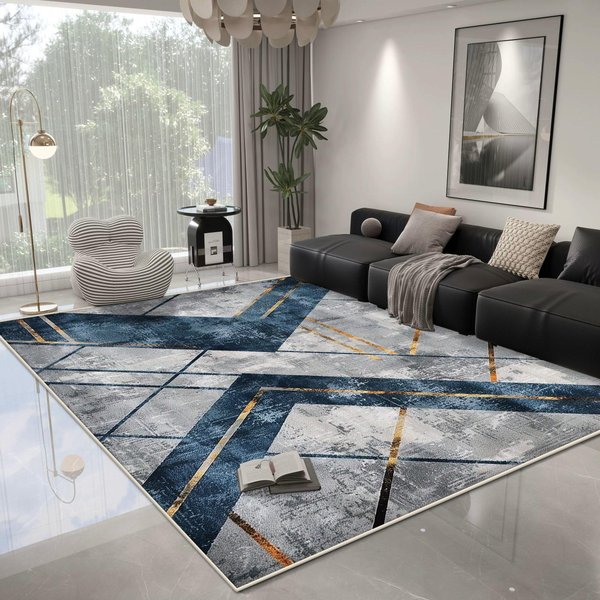 Nowoczesny Geometryczny Dywan Salon Lekki Luksus Dekoracja Sypialnia AntypośLizgowy Dywan ŁAtwe Czyszczenie Salon Pluszowa Mata PodłOgowa Zmywalny 140*200Cm-image
