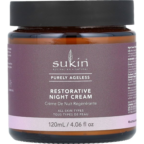 Sukin, Purely Ageless, Crema De Noche Restauradora, 4.06 Fl Oz (120 Ml) Gray-image
