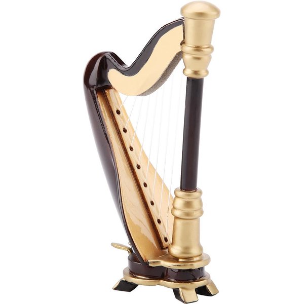 RéPlica De Arpa En Miniatura De Madera De 3,5 Pulgadas Con Estuche De Regalo, Modelo De Instrumento, Adornos Musicales-image