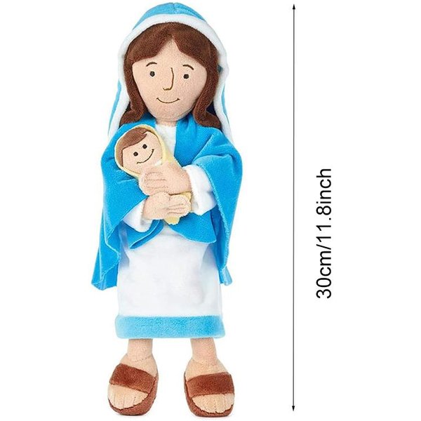 Pluszowa Zabawka Jezus Maryja Dziewica MięKka Lalka Styl Laski PodróżNej OsiołEk Wypchany Chrystus Zbawiciel Religijny Z UśMiechem Prezent Dla WierząCych FanóW-image
