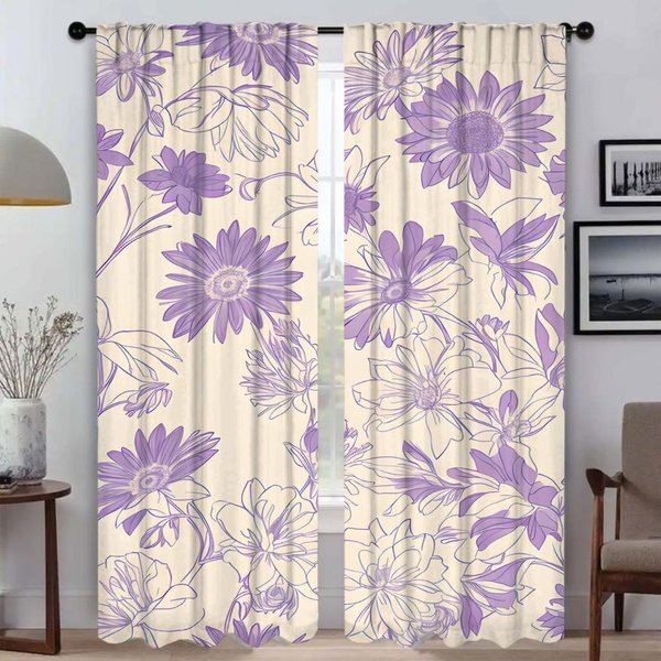 Cortinas Para Interiores Del Hogar Para CáMara Flor Cortina Opaca Para HabitacióN 2 Paneles Cortinas Divisor DecoracióN De Halloween Sala Cocina W50Xh70Cmx2Pcs-Cl-image