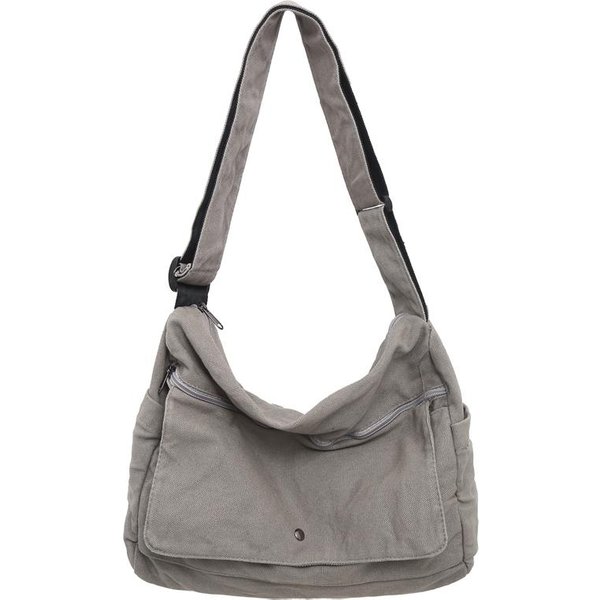 Solidne PłóCienne Torby Na Ramię Dla Kobiet BawełNiane Torby Listonoszki KoreańSkie MateriałOwe Torby Kurierskie DużE Torby Crossbody Torby Na KsiążKi Gray-image
