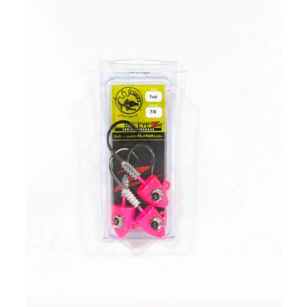 Tackle Tactics TT Big Eyez Cabeza Jig 1 Oz 7/0 Rosa Ojo Plateado (5291)-image