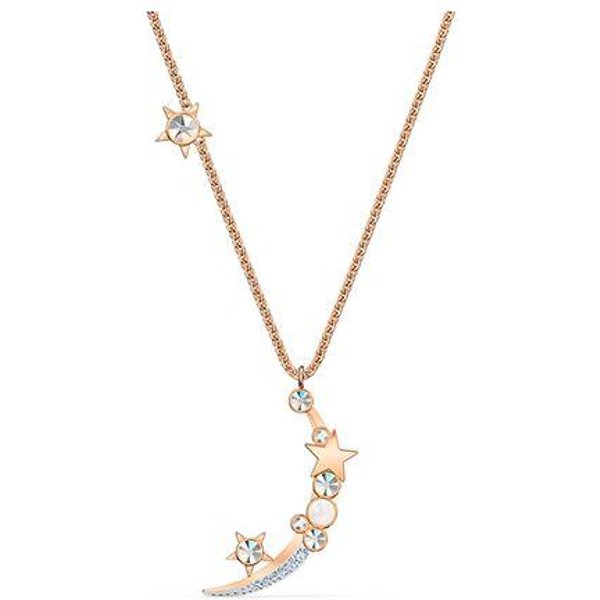Collar Swarovski Noche Estrellada Para Mujer Plata Oro Rosa 5483536 Box+Shopping Bag (Random Color) Beige-image