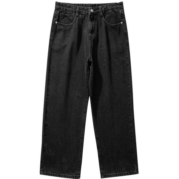 Nowe Letnie Czarne Retro Jeansy Spodnie MęSkie Proste LuźNe Spodnie 3XL Black-image