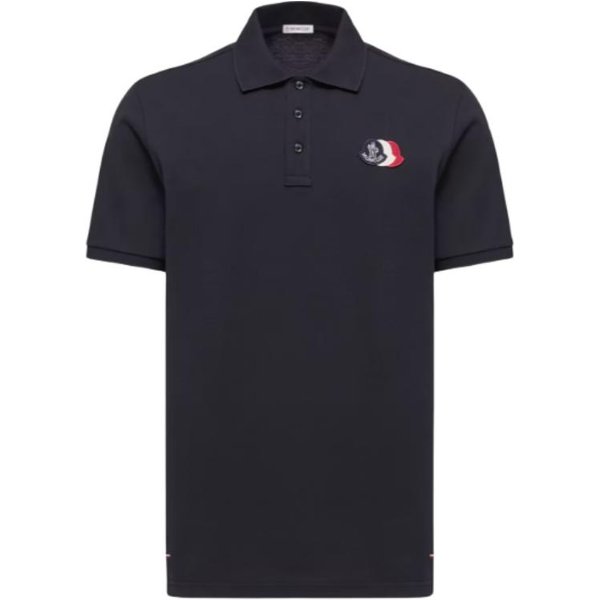 Moncler SS26 Naszywka Z Logo BawełNiana Koszulka Polo GłAdki Kolor Guziki KróTki RęKaw Prosty KołNierzyk MęSkie Topy L10918A0003089A1677X XL Black-image