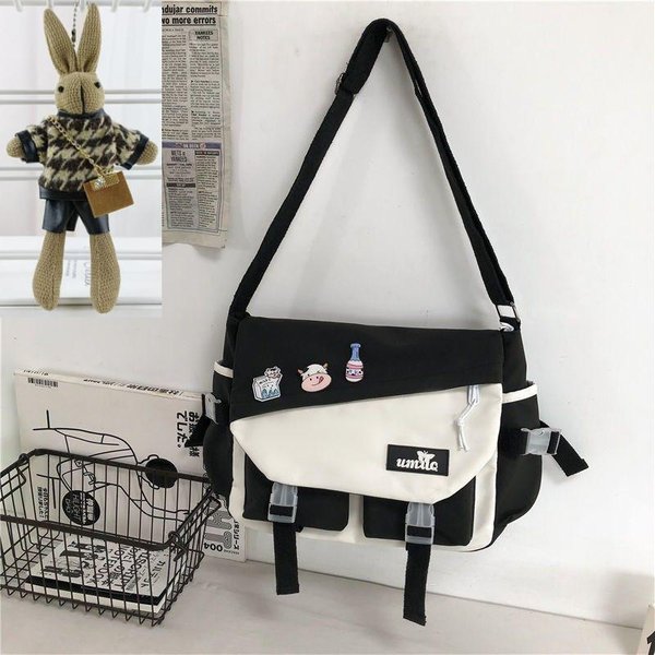 Harajuku DużA Pojemność Nylonowa Torba Listonoszka Dla UcznióW - Szkolna Torba Na Ramię Crossbody Dla DziewcząT MężCzyzn-image