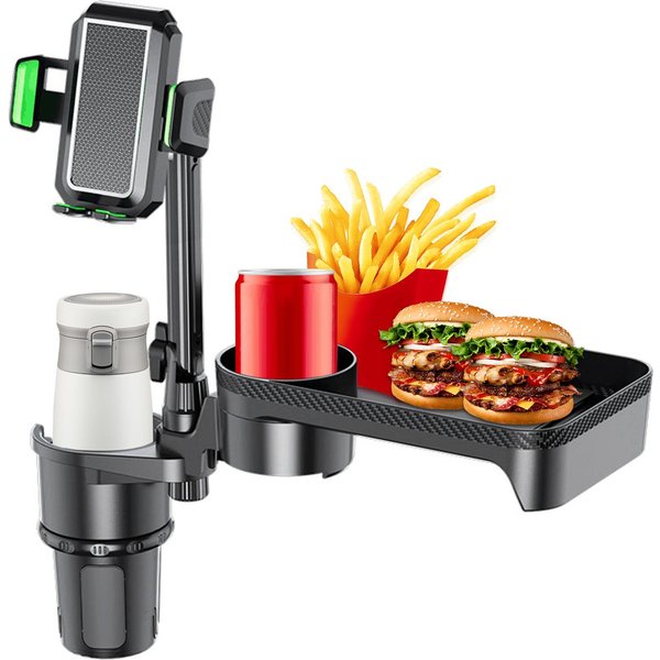 Portavasos De Coche Portavasos Multifuncional Expansor Con Bandeja Giratoria De 360 Grados Soporte Para TeléFono MóVil S Verde-image