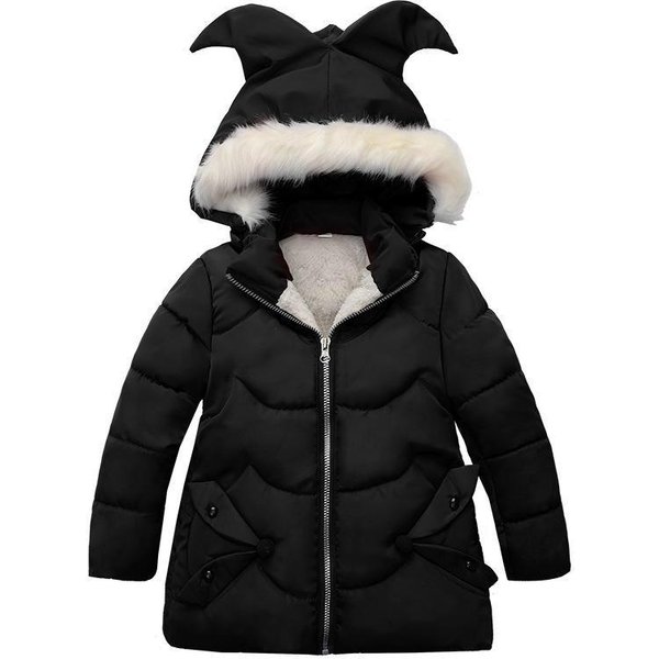 Bebé NiñAs OtoñO Invierno CáLido Lindo Abrigos NiñOs Con Capucha Prendas De Vestir NiñOs Espesar Ropa Acolchada De AlgodóN 1-6 AñOs 110Cm Black-image