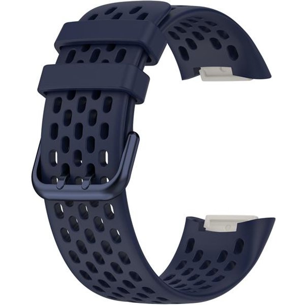 OddychająCy Pasek Gumowy Do Fitbit Charge 5 Correa Sportowy Zamienny Silikonowy Pasek Na Nadgarstek Do Fitbit Charge6 Bransoletka Do Zegarka Fitbit Charge 6 Kolor Granatowy-image