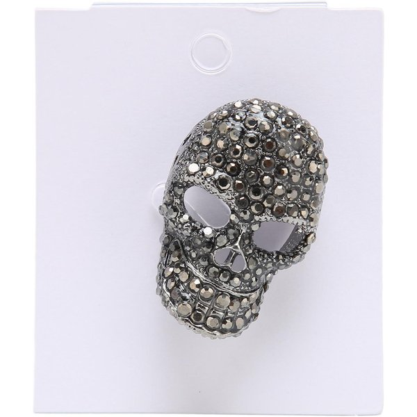 Broche De Calavera Vintage PedreríA Brillante Sin NíQuel Pin Broche Accesorio Cabeza De Calavera Negro-image