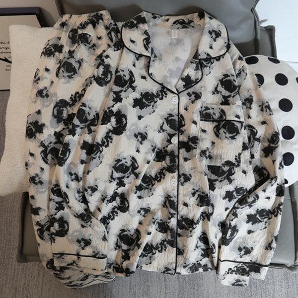 Conjunto De Pijama Para Mujer Ropa De Dormir Suave Dulce Lindo Estampado De Letras Nuevo Pijama Traje De 2 Piezas Pijama Femme Ropa De Noche Ropa Para Estar En Casa Para OtoñO M Gray-image