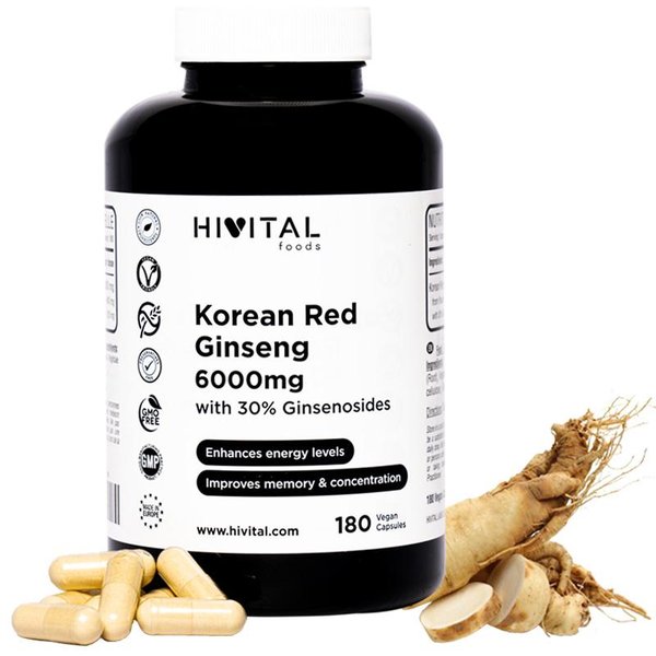 Panax Ginseng Rojo Coreano 6000 Mg | 180 CáPsulas Veganas-image