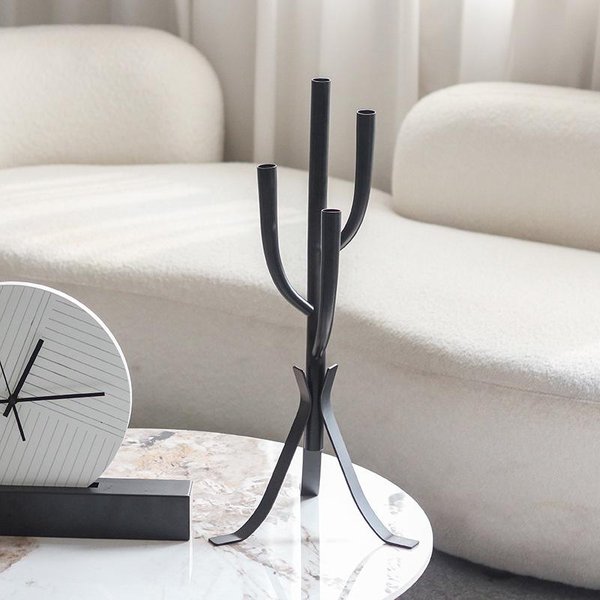 Candelabro De Metal De Estilo Europeo De Mediados De Siglo Con MúLtiples Brazos Adornos Modelo De HabitacióN Hotel B&B Decoraciones Suaves ArtíSticas Con Forma De Rama-image