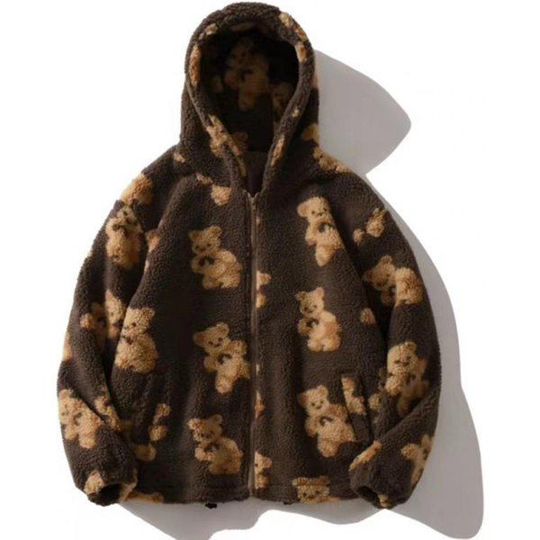 Chaqueta Con Capucha De Forro Polar Para Mujer OtoñO Invierno Con CordóN Mangas Largas Bolsillos Solapa Con Cremallera Abrigo Sudadera De Peluche Oso CorazóN Uso PráCtico XL Black-image