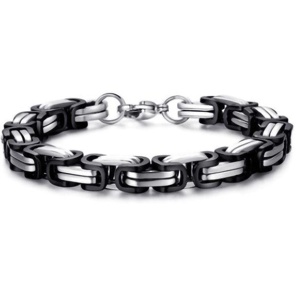 Hnsp 8Mm łAńCuch RęCzny Ze Stali Nierdzewnej Dla MężCzyzn Bransoletka Motocykl Rowery Rock BiżUteria MęSka 23Cm Gray-image