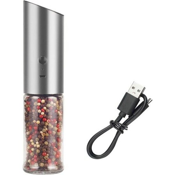Molinillo De Sal Y Pimienta EléCtrico, Molino De Pimienta Recargable Por Usb, Aspereza Ajustable, Fresadora AutomáTica De Especias, Herramienta De Cocina-image