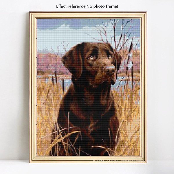 Pintura De Diamante Redondo Completo Animal Lindo Perro Bordado De Diamantes Mosaico Punto De Cruz 20X30CM-image
